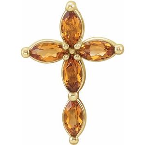 14K Yellow Natural Citrine Cross Pendant-Natural Citrine-4 X 2 Mm