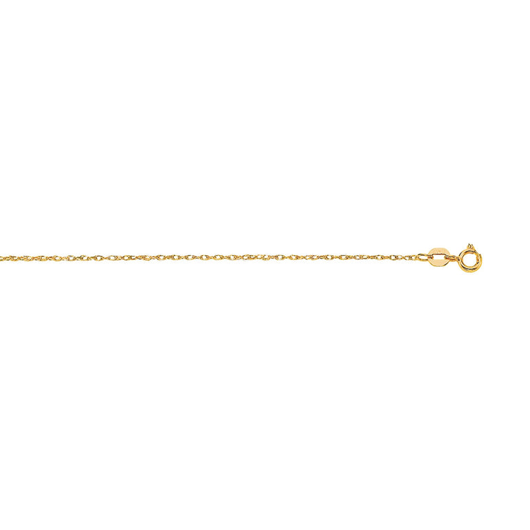 14K Gold .85mm Machine Rope Chain (Carded) -Yellow | Spring Ring