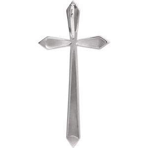 14K White Elongated Cross Pendant-Polished