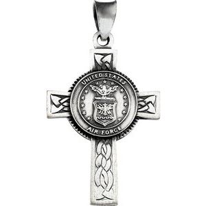 Sterling Silver U.S. Air Force Cross 24" Necklace-24 In-Polished