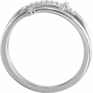 14K White .06 CTW Natural Diamond Sideways Cross Ring-Round-1 Mm