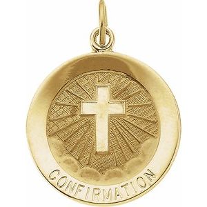 14K Yellow 15 mm Confirmation Medal with Cross-Polished
