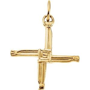 14K Yellow St. Bridgets Cross Pendant-Polished