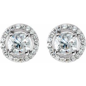 14K White 2 1/3 CTW Lab-Grown Diamond Halo-Style Earrings-6.5 Mm-14K White