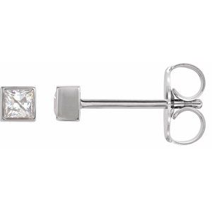 14K White 1/3 CTW Lab-Grown Diamond Bezel-Set Earrings-3 X 3 Mm-14K White