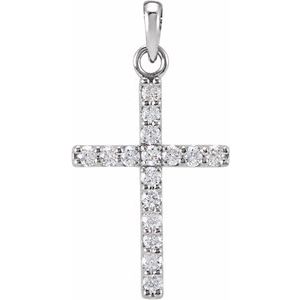 Sterling Silver 1/10 CTW Natural Diamond Cross Pendant-Natural Diamond-1.2Mm :: 1/10 Ctw