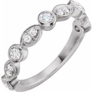 14K White 1/2 CTW Natural Diamond Anniversary Band-Round
