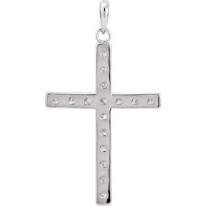 14K White 1 CTW Natural Diamond Cross Pendant-Natural Diamond-2.5Mm :: 1 Ctw