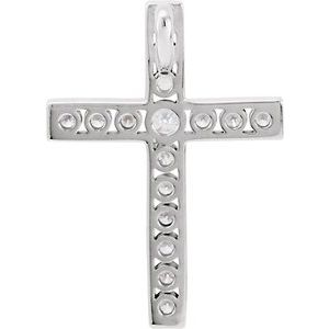 14K White 1/2 CTW Natural Diamond Cross Pendant-Polished
