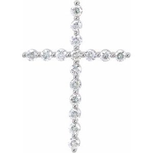 14K White 5/8 CTW Natural Diamond Cross Pendant-Natural Diamond-2.2Mm :: 5/8 Ctw