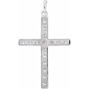 14K White 1 3/8 CTW Natural Diamond Cross Pendant-Natural Diamond-3Mm :: 1 3/8 Ctw