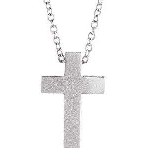 Sterling Silver Scroll Cross 16-18" Necklace-16-18 In-Polished