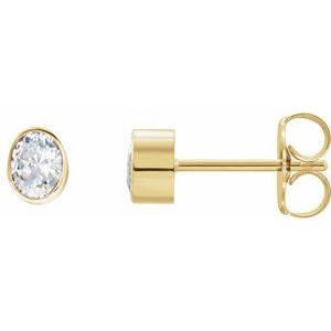 14K Yellow 1/3 CTW Natural Diamond Bezel-Set Earrings-4 X 3 Mm-14K Yellow