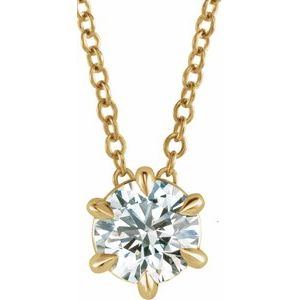 14K Yellow 3/8 CT Lab-Grown Diamond Solitaire 16-18" Necklace-Lab-Grown Diamond-4.5Mm :: 3/8 Ct