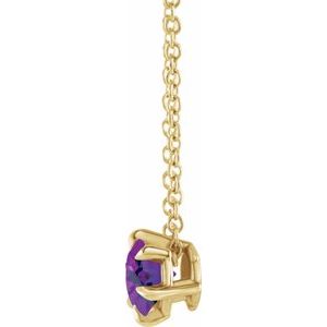 14K Yellow 4 mm Natural Amethyst Solitaire 16-18" Necklace-Natural Amethyst-4 Mm