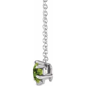 Sterling Silver 4 mm Natural Peridot Solitaire 16-18" Necklace-Natural Peridot-4 Mm