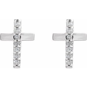 14K White .06 CTW Natural Diamond Cross Earrings-1 Mm-14K White