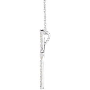 14K White 1/2 CTW Natural Diamond French-Set Cross 16-18" Necklace-Natural Diamond-2Mm :: 1/2 Ctw