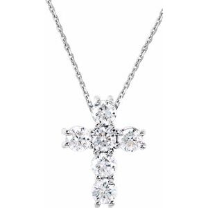 14K White 1/3 CTW Natural Diamond Cross 18" Necklace-Natural Diamond-2.4Mm :: 1/3 Ctw