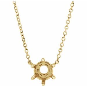 14K Yellow 6.5 mm Round Solitaire 18" Necklace Mounting-6.5Mm :: 1 Ct