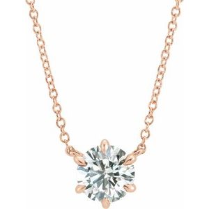 14K Rose 1/4 CT Lab-Grown Diamond 6-Prong Claw Necklace Center-Lab-Grown Diamond-3.95Mm :: 1/4 Ct