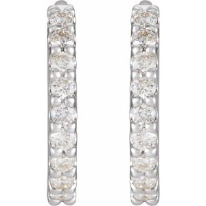 Platinum 1/4 CTW Natural Diamond 10.32 mm Hoop Earrings-Round-10.32 Mm