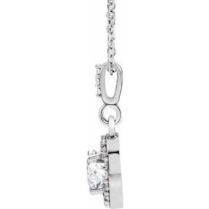 14K White 5/8 CTW Natural Diamond Halo-Style 18" Necklace-Natural Diamond-5Mm :: 5/8 Ctw