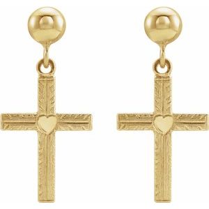 14K Yellow 13x10 mm Cross Earrings-14K Yellow