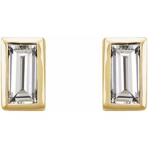 14K Yellow .08 CTW Natural Diamond Bezel-Set Earrings-Pair-3 X 1.5Mm :: 0.08 Ctw