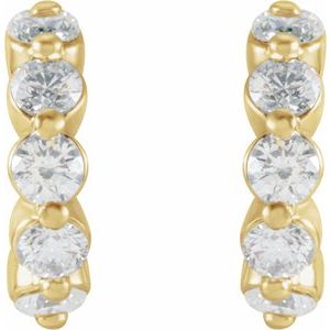 14K Yellow 3/8 CTW Natural Diamond 9.25 mm Hoop Earrings-Round-9.25 Mm