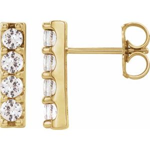 14K Yellow 1/2 CTW Lab-Grown Diamond Bar Earrings-2.5 Mm-14K Yellow