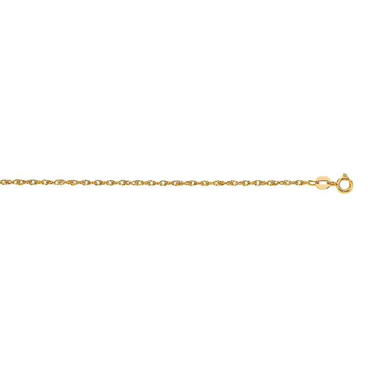 14K Gold .95mm Machine Rope Chain (Carded) -Yellow | Spring Ring