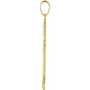 14K Yellow 23.5x17 mm Floral-Inspired Cross Pendant-Polished