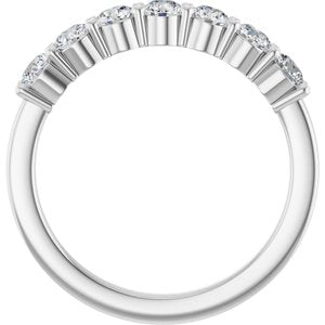 14K White 5/8 CTW Natural Diamond Anniversary Band 7 ROUND FULL CUT G-H NATURAL DIAMOND-Round