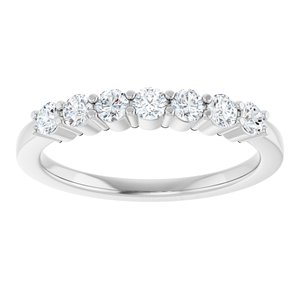 14K White 3/8 CTW Natural Diamond Anniversary Band 7 full cut round-Round