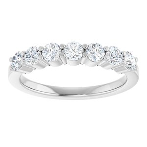 14K White 5/8 CTW Natural Diamond Anniversary Band 7 ROUND FULL CUT G-H NATURAL DIAMOND-Round