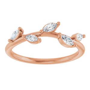 14K Rose 1/4 CTW Natural Diamond Leaf Ring-Marquise-4 X 2 Mm