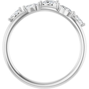 14K White 1/4 CTW Natural Diamond Leaf Ring-Marquise-4 X 2 Mm