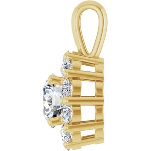 14K Yellow 1 CTW Lab-Grown Diamond Halo-Style Pendant-Lab-Grown Diamond-5.5Mm :: 1 Ctw
