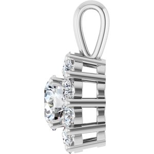 14K White 1 CTW Lab-Grown Diamond Halo-Style Pendant-Lab-Grown Diamond-5.5Mm :: 1 Ctw