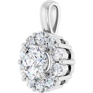 14K White 1 CTW Lab-Grown Diamond Halo-Style Pendant-Lab-Grown Diamond-5.5Mm :: 1 Ctw