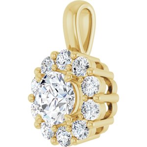 14K Yellow 1 CTW Lab-Grown Diamond Halo-Style Pendant-Lab-Grown Diamond-5.5Mm :: 1 Ctw