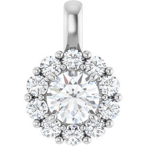 14K White 1 CTW Lab-Grown Diamond Halo-Style Pendant-Lab-Grown Diamond-5.5Mm :: 1 Ctw