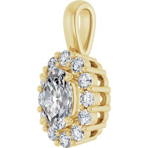 14K Yellow 3/4 CTW Lab-Grown Diamond Halo-Style Pendant-Lab-Grown Diamond-6 X 4Mm :: 3/4 Ctw