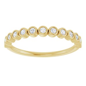 14K Yellow 1/5 CTW Lab-Grown Diamond Anniversary Band 13 round lab grown stones bezel set-Round