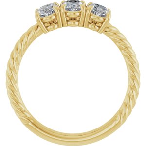14K Yellow 3 CTW Lab-Grown Diamond Three-Stone Ring-8 X 6 Mm-Lab-Grown Diamond