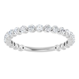 14K White 3/4 CTW Natural Diamond Anniversary Band 23 round stones-Round