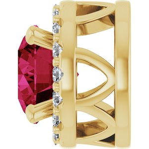 14K Yellow Lab-Grown Ruby & .08 CTW Natural Diamond Slide Pendant-Lab-Grown Ruby-5Mm :: 0.08 Ctw