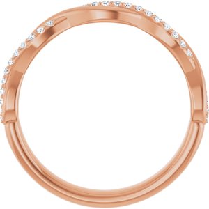 14K Rose 1/8 CTW Natural Diamond Anniversary Band 29 round facetes stones-Round