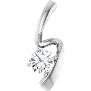14K White 3/4 CT Natural Diamond Pendant-Natural Diamond-5.75Mm :: 3/4 Ct